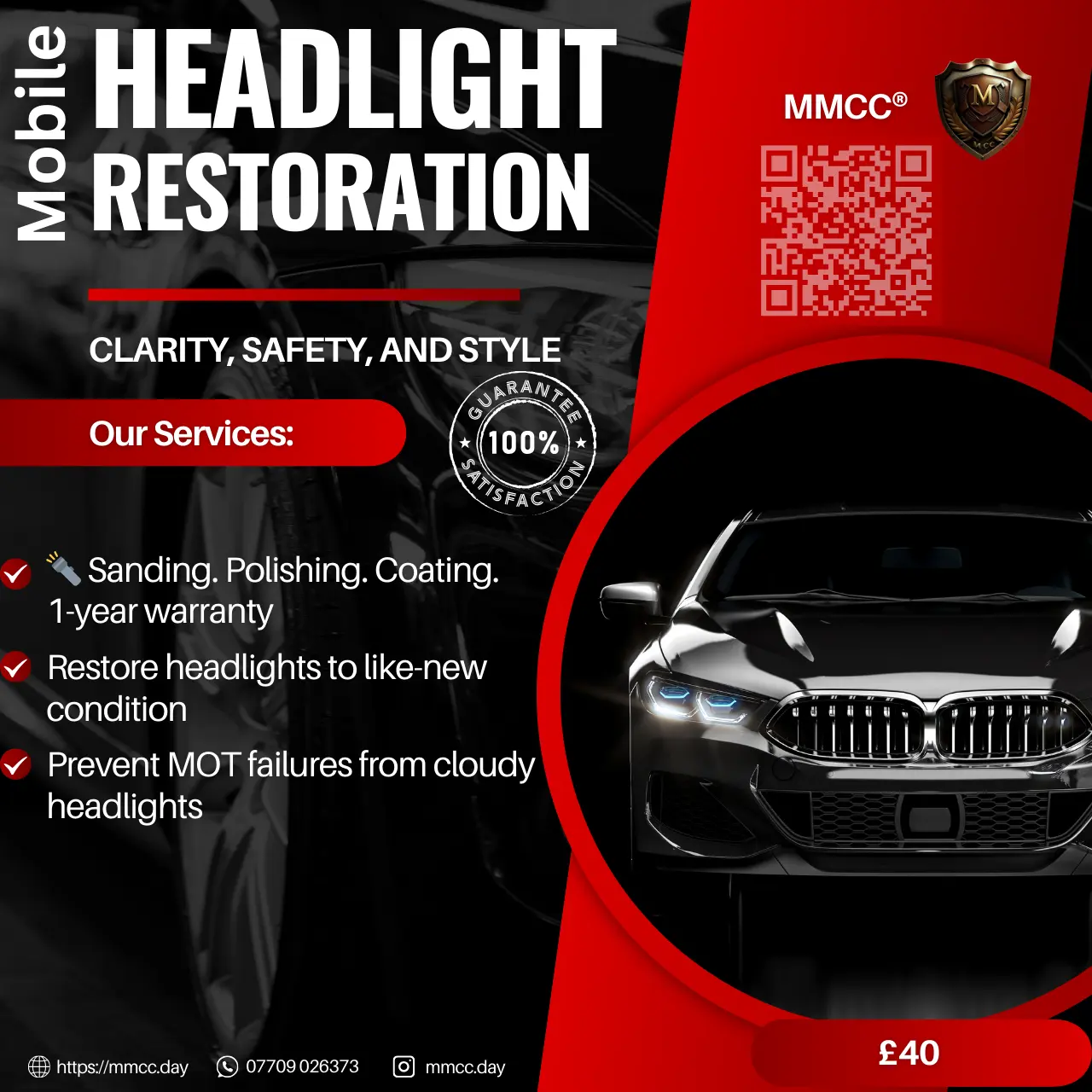 Professional Headlight Restoration Service — MMCC® Mobile Service London & Surrey