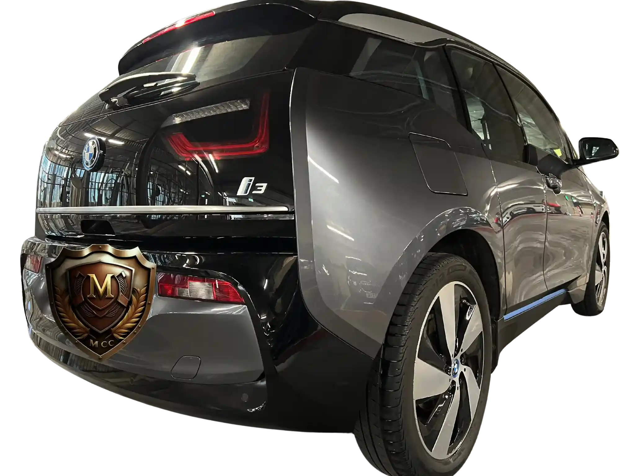 Advanced MMCC PS PureShield waterless valeting of a BMW i3 in Molesey, highlighting Zero Carbon impact and SiO₂ technology.