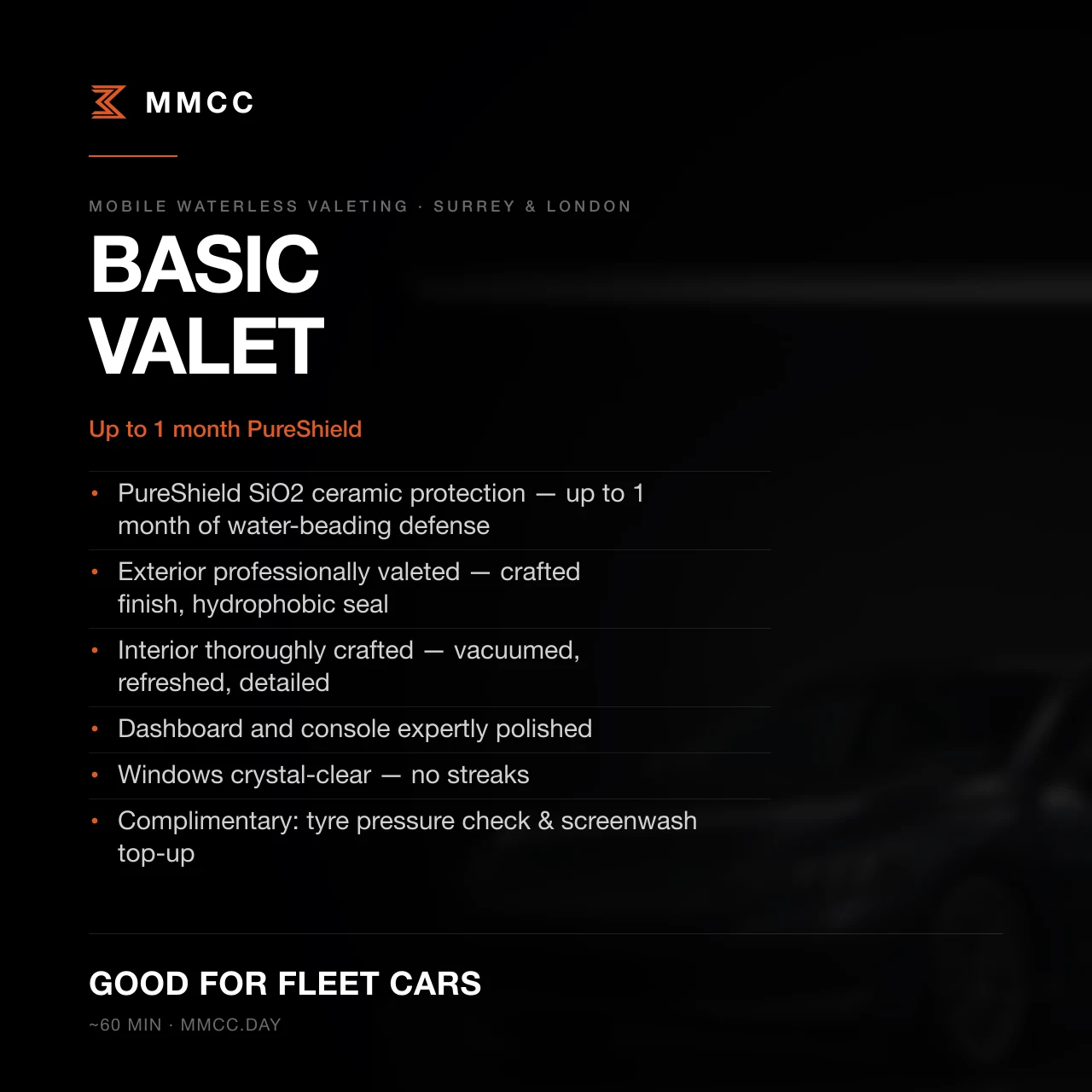 Profesyonel Basic Valet Hizmeti — MMCC® | Mobil Hizmet Londra & Surrey