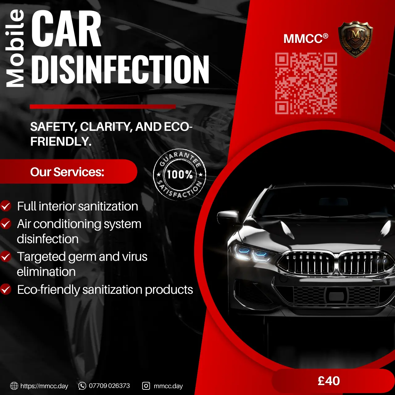 Professional Car Disinfection Service - Interior Sanitization and Air Conditioning System Cleaning - MMCC® Mobile Service London & Surrey