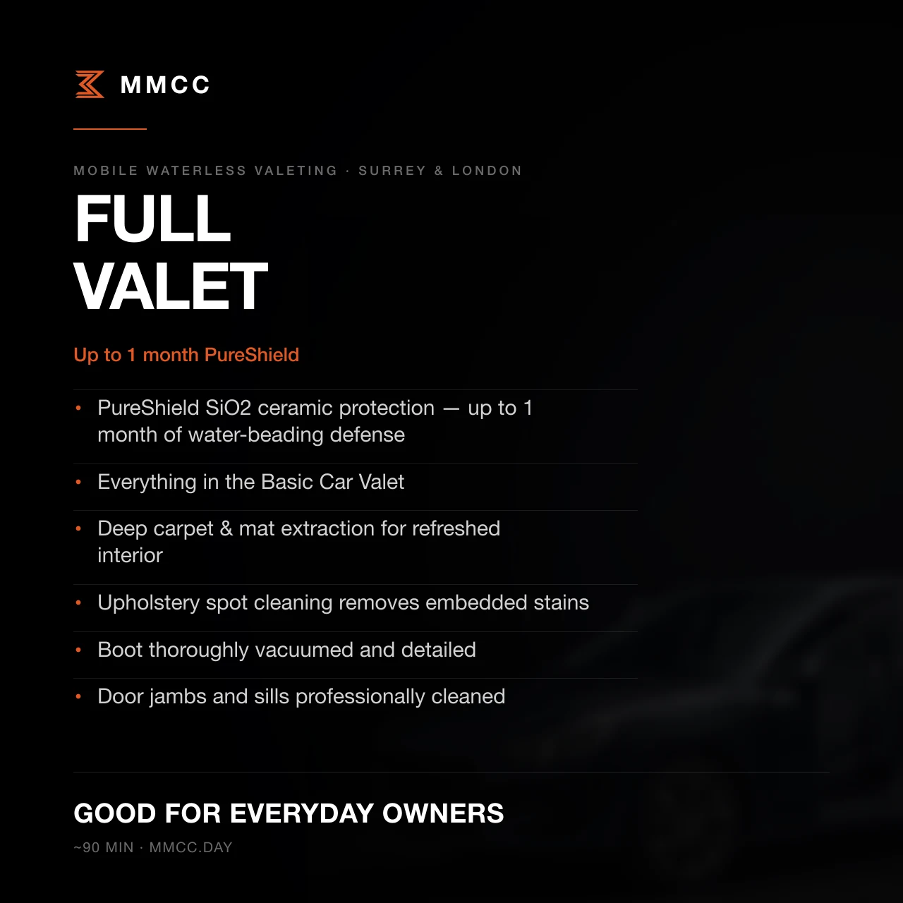 Profesyonel Full Valet Hizmeti — MMCC® Mobil Hizmet Londra & Surrey