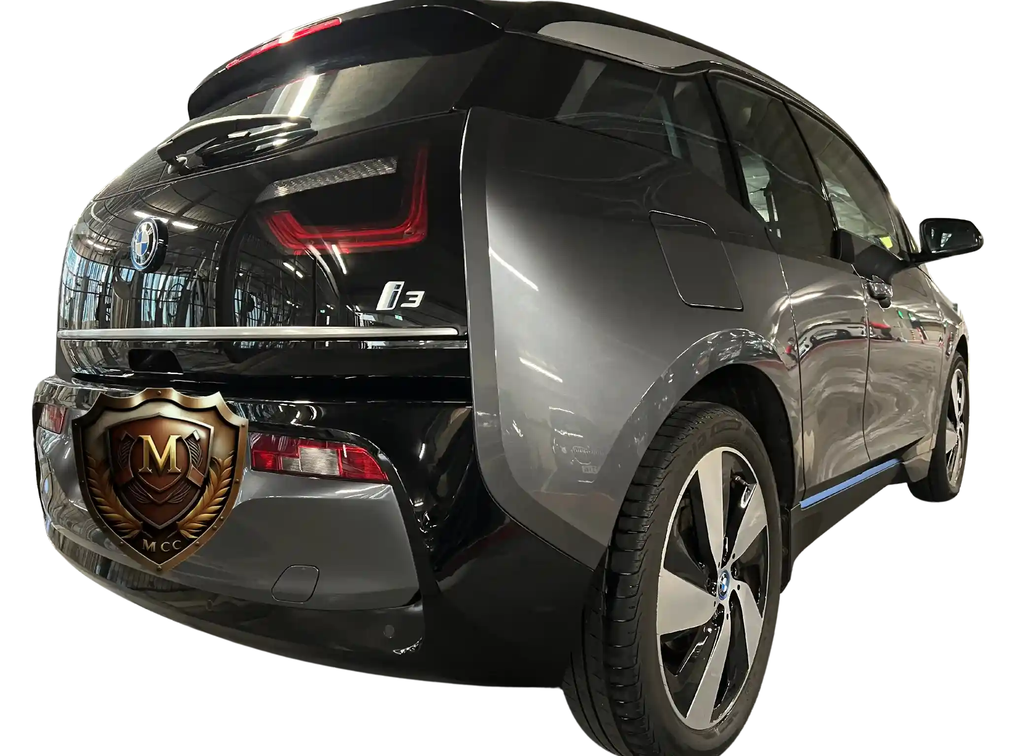 Environmentally friendly BMW i3 enhanced by sustainable waterless valeting, reflecting corporate green initiatives.